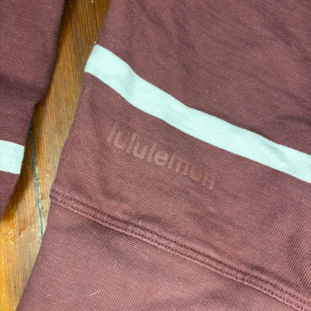 Lululemon Perfectly Oversized Cropped Crew Boundless Stripe Red Merlot White - Picture 6 of 6